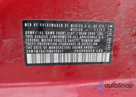 2024 Volkswagen Jetta 1.5T Se z USA, uszkodzony, nr VIN 3VW7M7BU7RM035637